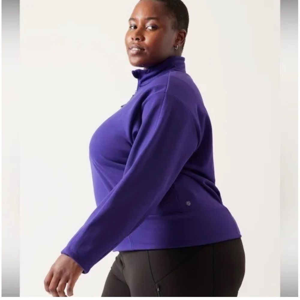 Athleta Sweatshirt Altitude Polartec Half Zip Athletic  Relaxed Fit Purple XL